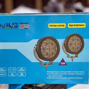 HJG New 7 LED 140W Foglight Foglamp with Yellow Cover 140W 7 LED HJG 140W 7 LED Car Accessories Led Headlights Lights Led Fog Lights For Motorcycle Lights, Set of 2 with Wiring Harness Kit