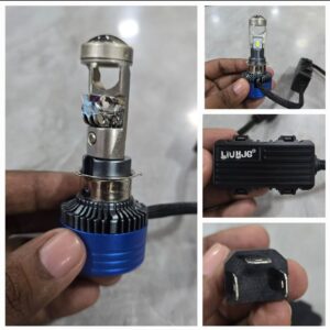 HJG Projector Lens H4 LED Bulb 50W HJG Y6 Projector Light Lamp H4 LED Mini Projector Lens with Fan for Bike Bulb 7000LM Conversion Kit Hi/Lo Beam Headlight 12V/24V for Motorcycle, Set of 1, White