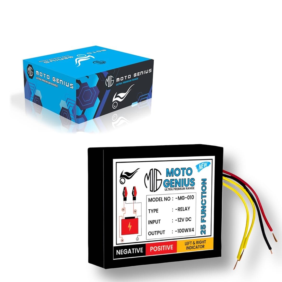 MOTO GENIUS Universal Motorcycle Hazard Indicator Flasher + on/off switch