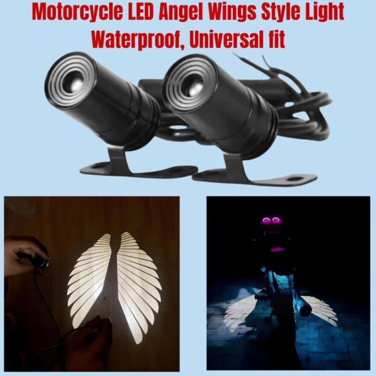 Motor cycle LED angle wings style light waterproof universal fit