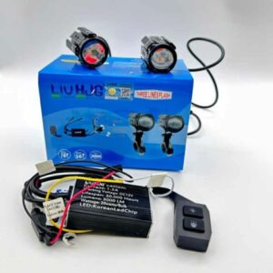 HJG Remote Mini Drive Lens Foglight with Remote Wiring Harness Kit Ultra Wide Dual Intensity LED Driving Fog Lights White/Yellow Universal For All Cars & Bikes With Wiring Harness Kit