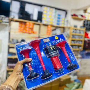 cicada 3 Pipe Air Pressure Plain & Musical Twin Tone Horn Set For Bikes & Cars
